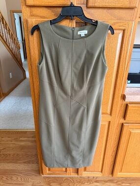 Calvin Klein Olive Green Sleeveless Sheath Dress